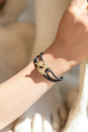 Black waxed cotton Capri bracelet